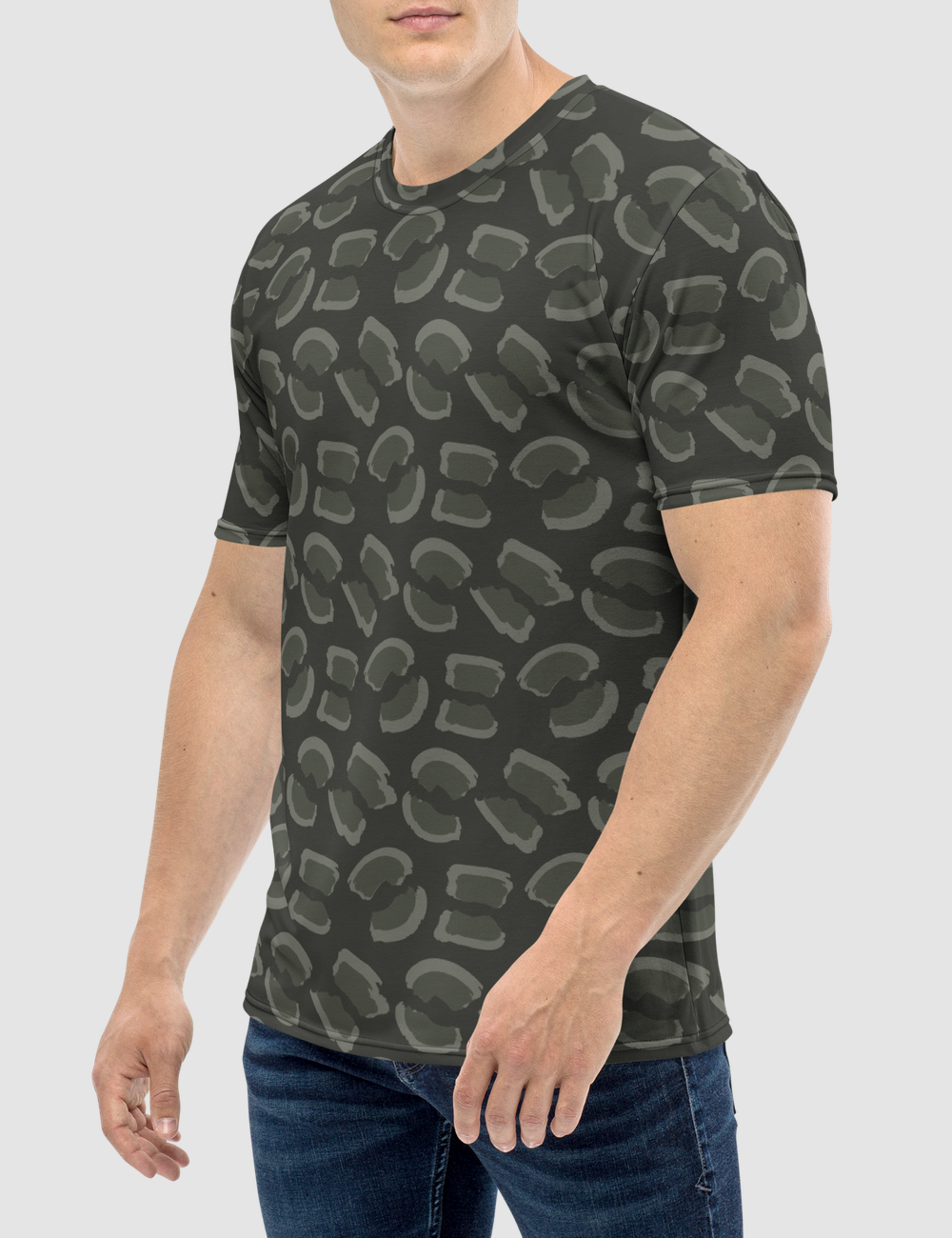 Dark Moss Leopard Print Men's Sublimated T-Shirt OniTakai