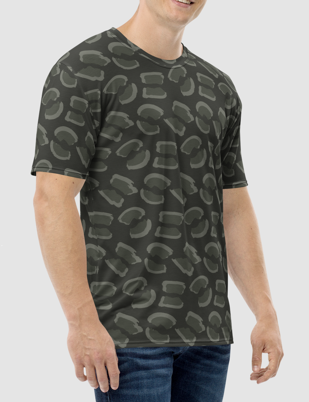Dark Moss Leopard Print Men's Sublimated T-Shirt OniTakai