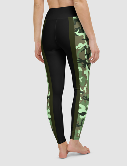 Dark Neon Green Jungle Camouflage Side Lined Composite | Women's High Waist Yoga Leggings OniTakai