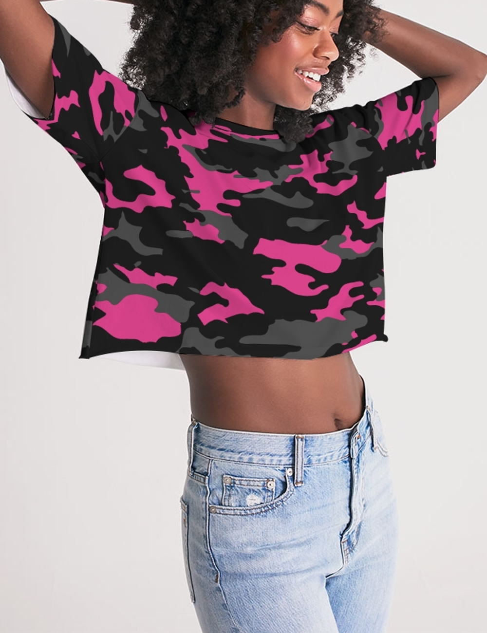 Dark Pink Camouflage | Women's Oversized Crop Top T-Shirt OniTakai