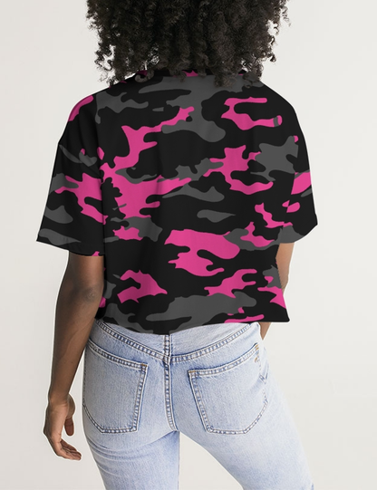 Dark Pink Camouflage | Women's Oversized Crop Top T-Shirt OniTakai