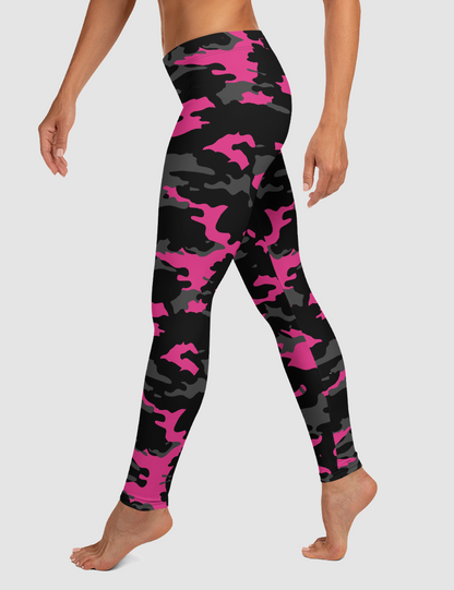 Dark Pink Camouflage Women's Standard Yoga Leggings OniTakai