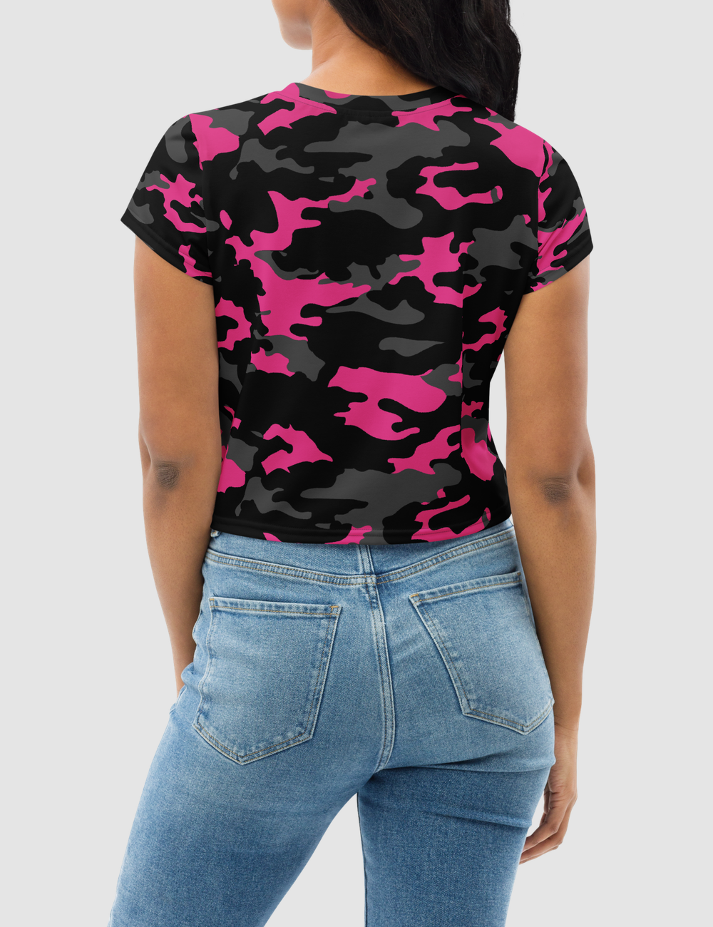 Dark Pink Camouflage Women's Sublimated Crop Top T-Shirt OniTakai