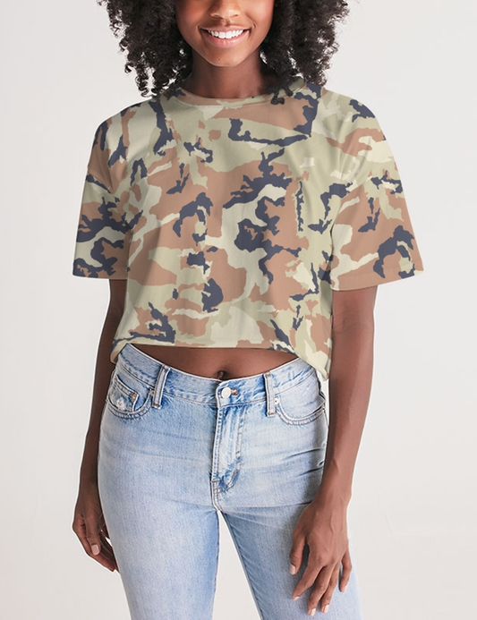 Desert Camo Women's Oversized Crop Top T-Shirt OniTakai