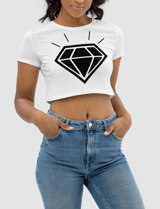 Diamond Bling Women's Fitted Crop Top T-Shirt OniTakai