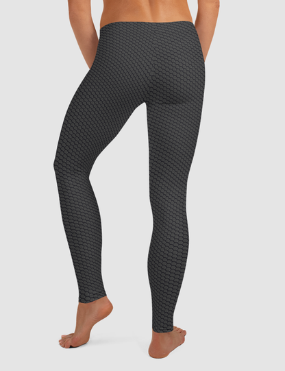 Digital Faux Carbon Fiber Eclipse Women's Standard Yoga Leggings OniTakai