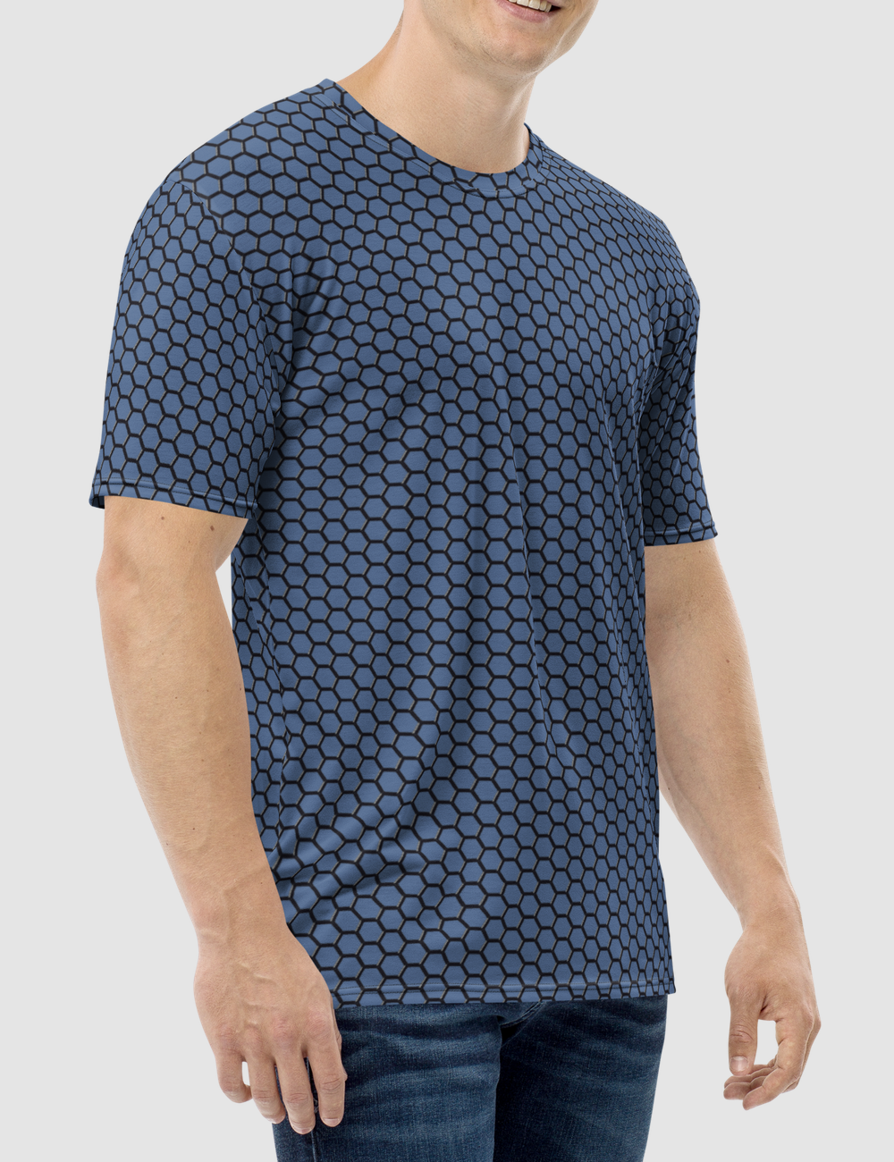 Digital Faux Carbon Fiber Kashmir Blue Men's Sublimated T-Shirt OniTakai