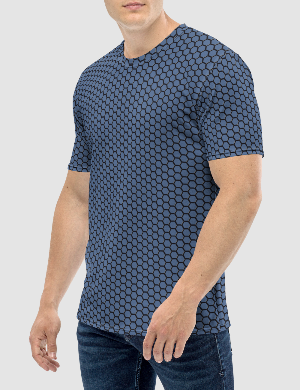 Digital Faux Carbon Fiber Kashmir Blue Men's Sublimated T-Shirt OniTakai