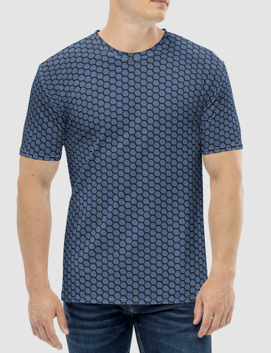 Digital Faux Carbon Fiber Kashmir Blue Men's Sublimated T-Shirt OniTakai