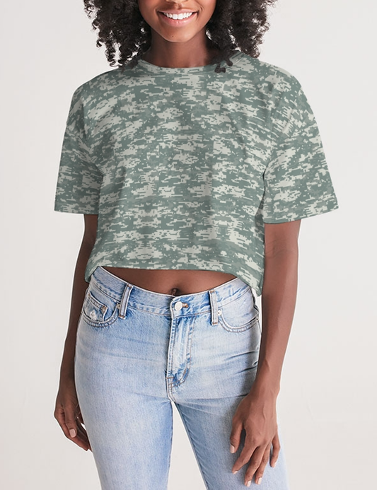 Digital Military Camouflage Print | Women's Oversized Crop Top T-Shirt OniTakai