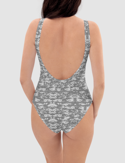 Digital Military Grey Camouflage Print | Women's One-Piece Swimsuit OniTakai