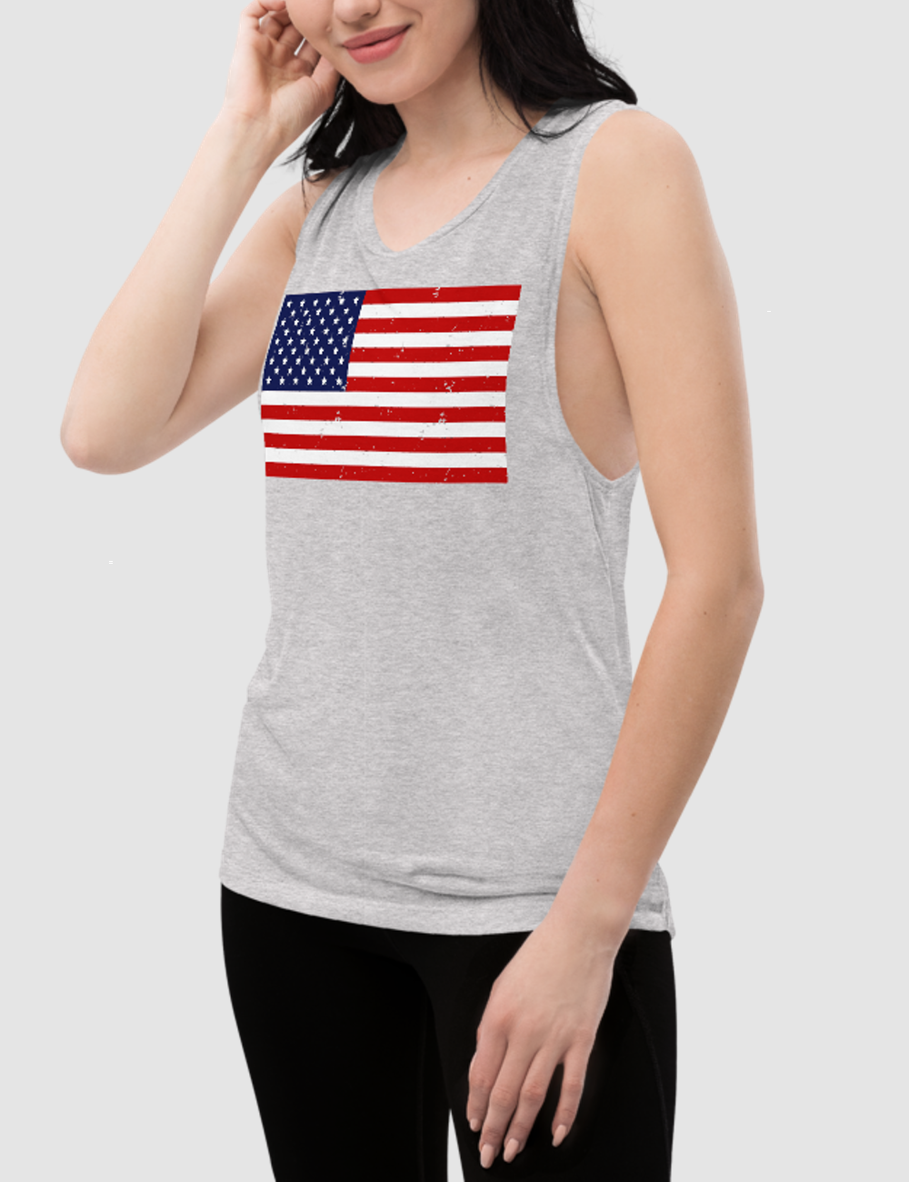 Distressed American Flag | Women's Muscle Tank Top OniTakai