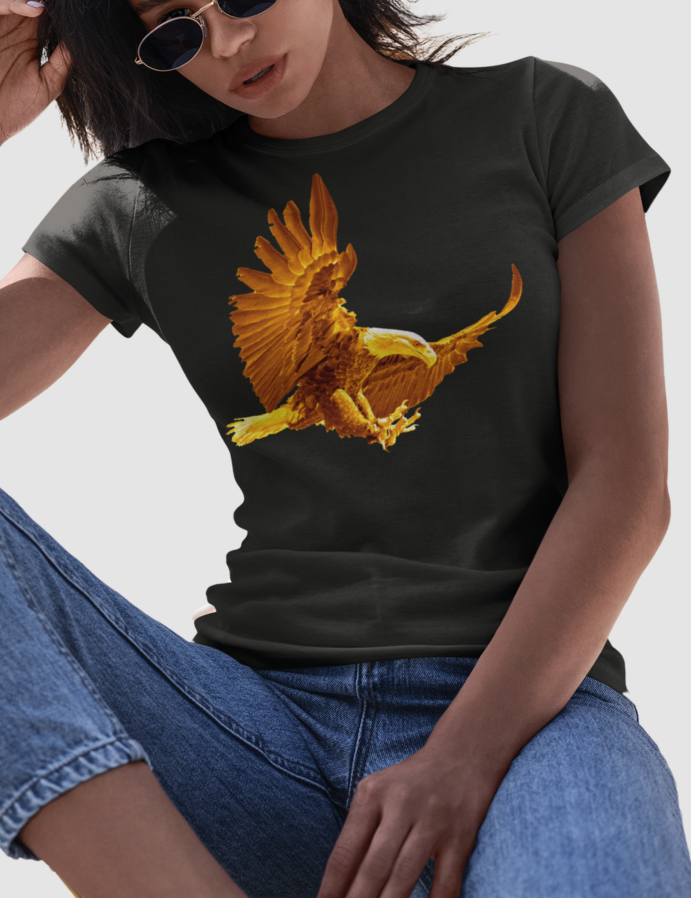 Divine Gold Eagle | Women's Fitted T-Shirt OniTakai