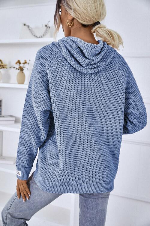 Drawstring Long Sleeve Hooded Sweater OniTakai