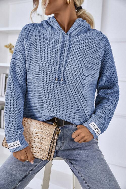 Drawstring Long Sleeve Hooded Sweater OniTakai
