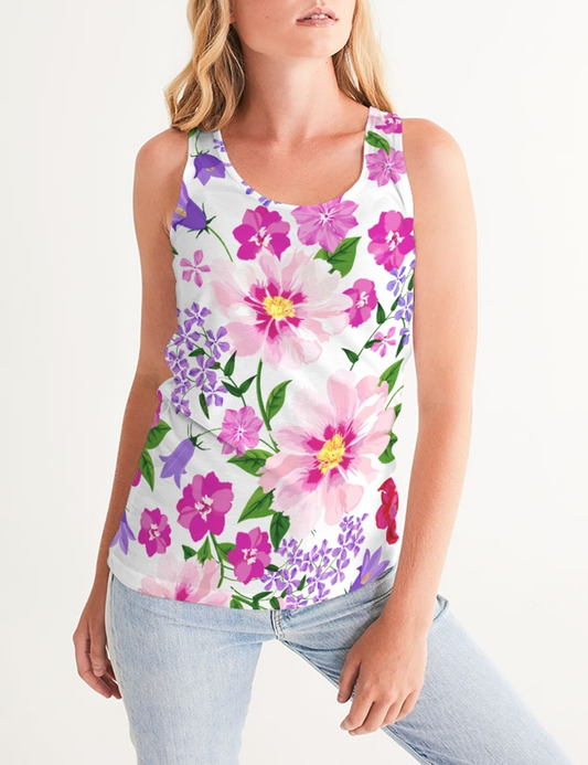 Elegant Floral Print | Women's Premium Fitted Tank Top OniTakai