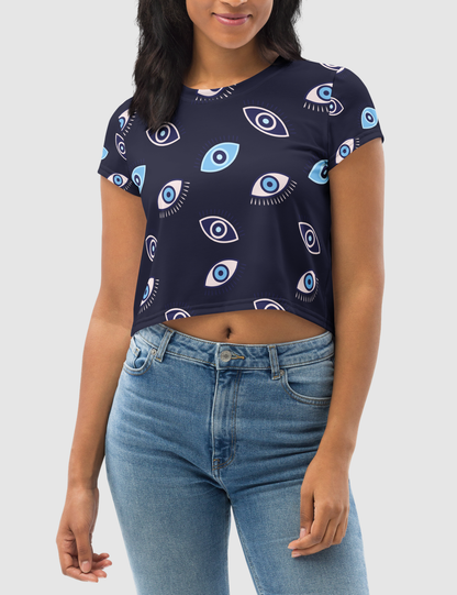 Evil Eye | Women's Sublimated Crop Top T-Shirt OniTakai