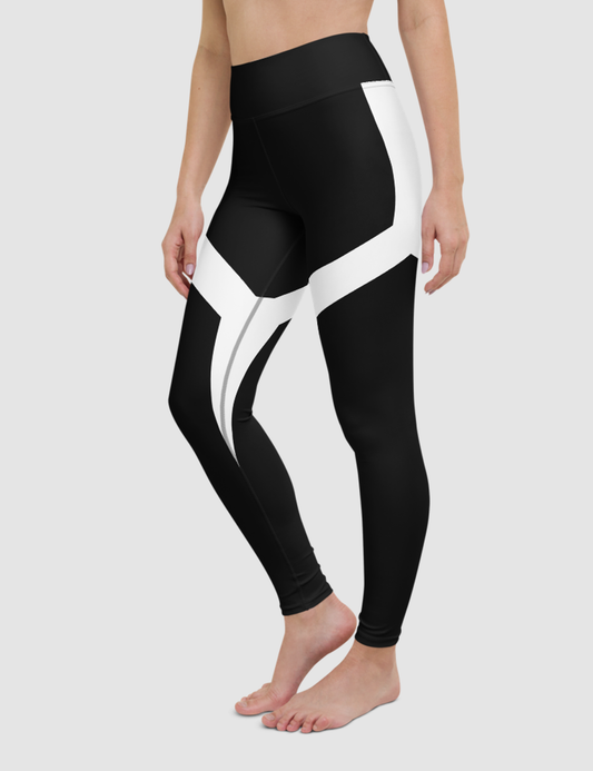 Extreme Contrast Black And White Polygonal | Women's High Waist Yoga Leggings OniTakai