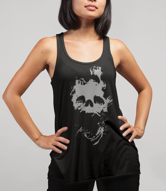 Fading Light Death Skull Women's Cut Racerback Tank Top OniTakai