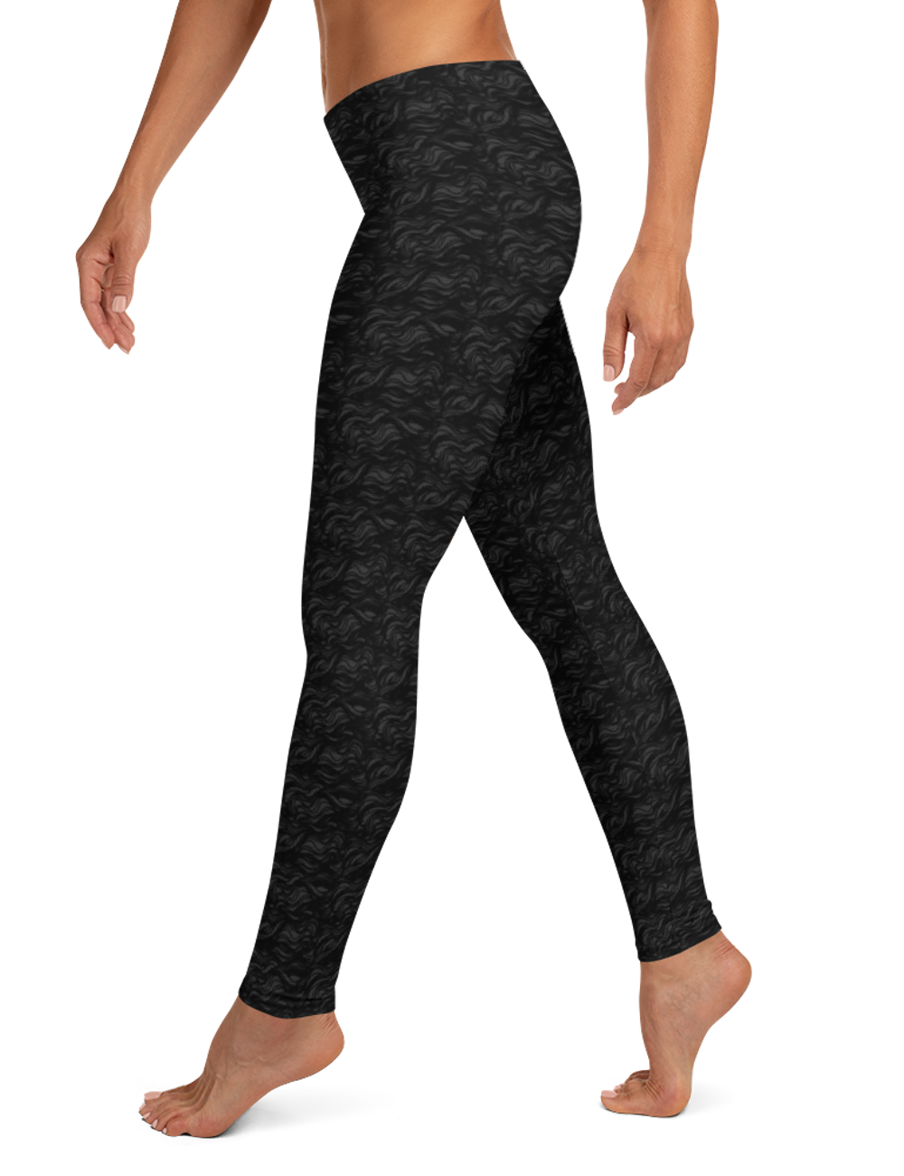 Faint Dark Wave Pattern Low Waist Yoga Leggings OniTakai