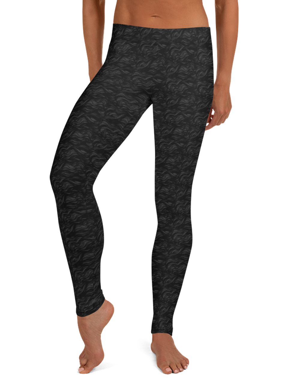 Faint Dark Wave Pattern Low Waist Yoga Leggings OniTakai