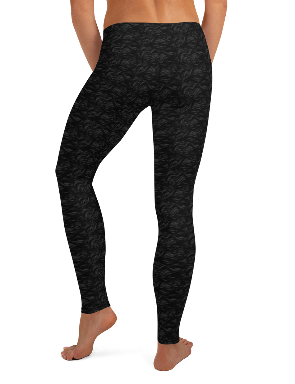 Faint Dark Wave Pattern Low Waist Yoga Leggings OniTakai