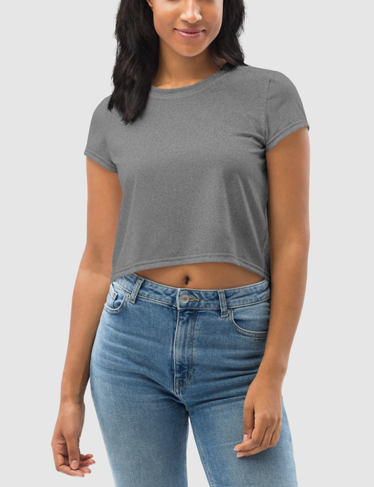 Faux Distressed Heather Grey Women's Sublimated Crop Top T-Shirt OniTakai