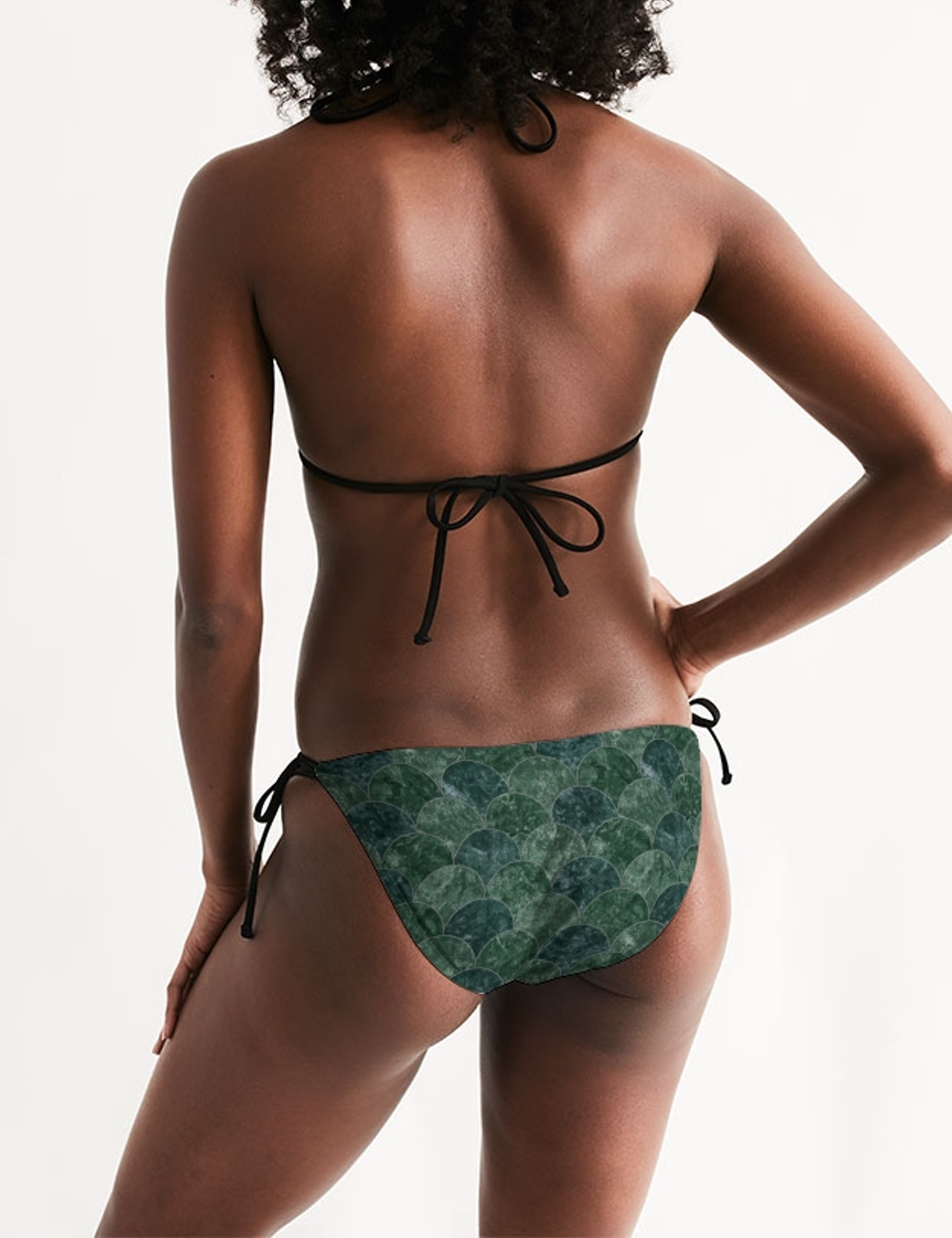 Faux Green Stone Mermaid Scales | Women's Triangle String Bikini OniTakai