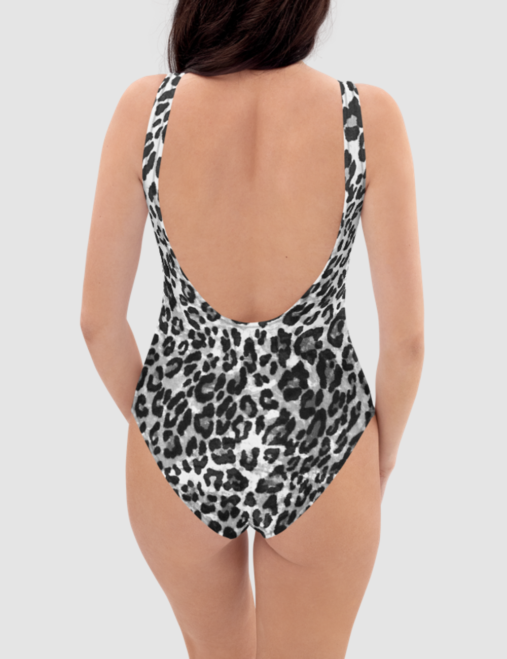 Faux Grey Leopard Fur Print Pattern | Women's One-Piece Swimsuit OniTakai