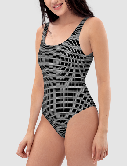 Faux Steel Checker Pattern | Women's One-Piece Swimsuit OniTakai