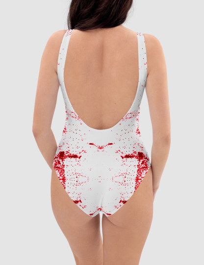 Fearless Crimson Grunge Design | Women's One-Piece Swimsuit OniTakai