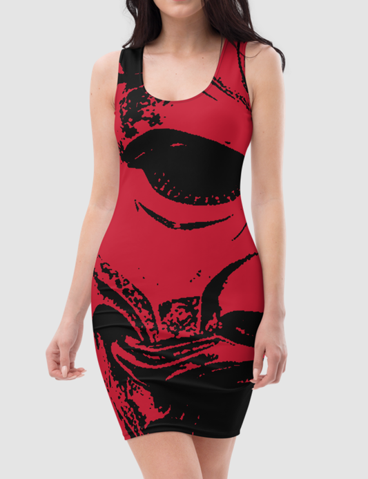 Fearsome Red Oni | Women's Sleeveless Fitted Sublimated Dress OniTakai