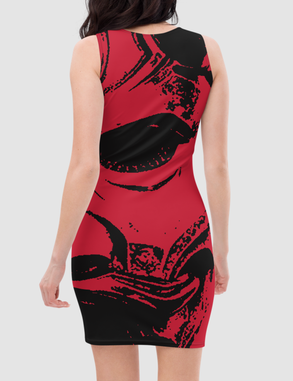 Fearsome Red Oni | Women's Sleeveless Fitted Sublimated Dress OniTakai
