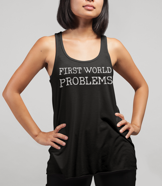 First World Problems Women's Cut Racerback Tank Top OniTakai