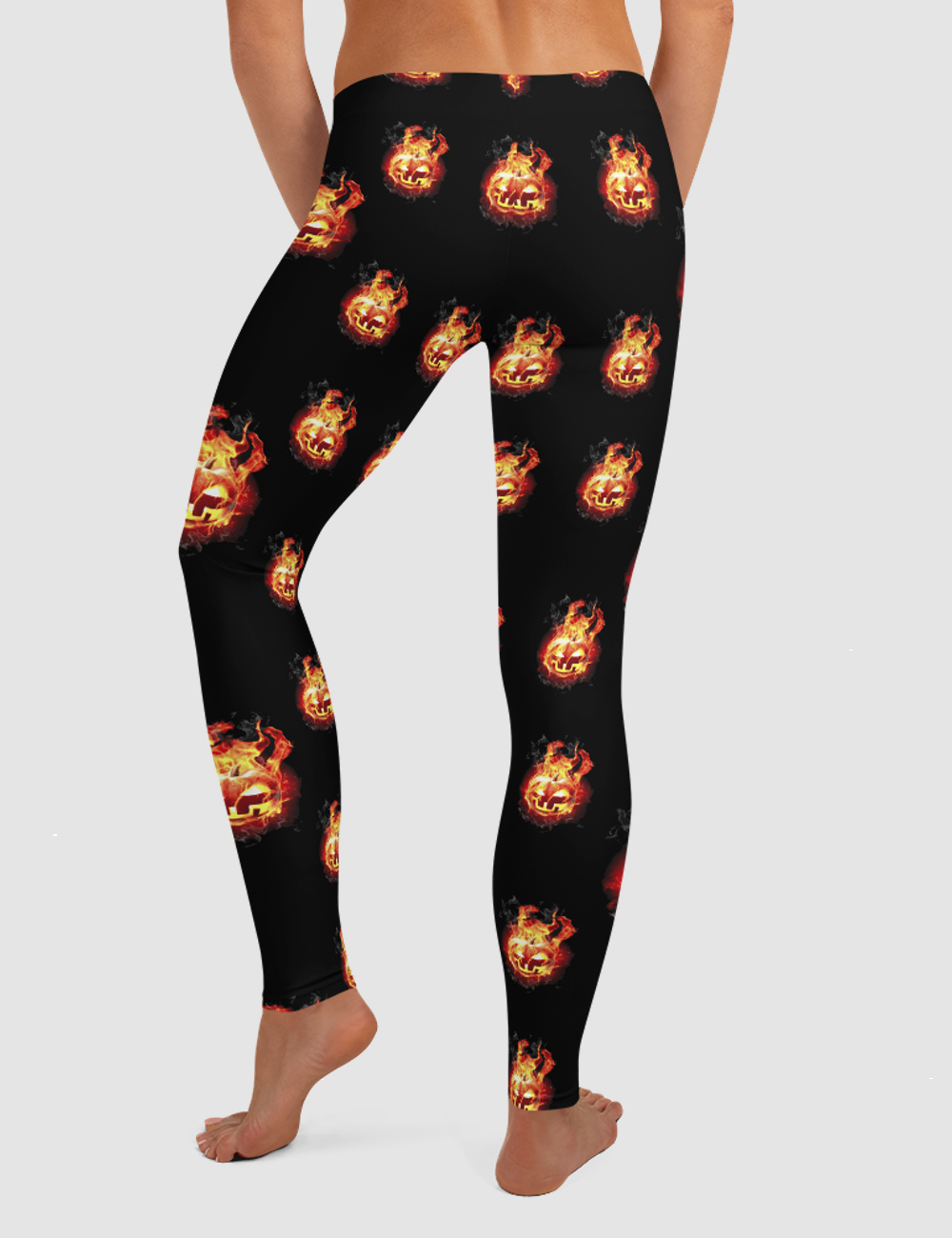 Flaming Pumpkin Heads | Women's Standard Yoga Leggings OniTakai