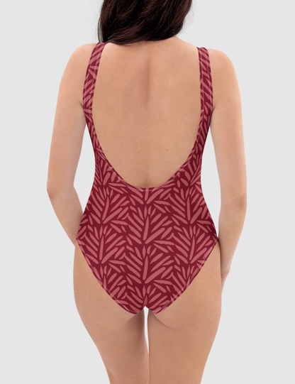 Floral Burgundy Abstract Women's One-Piece Swimsuit OniTakai