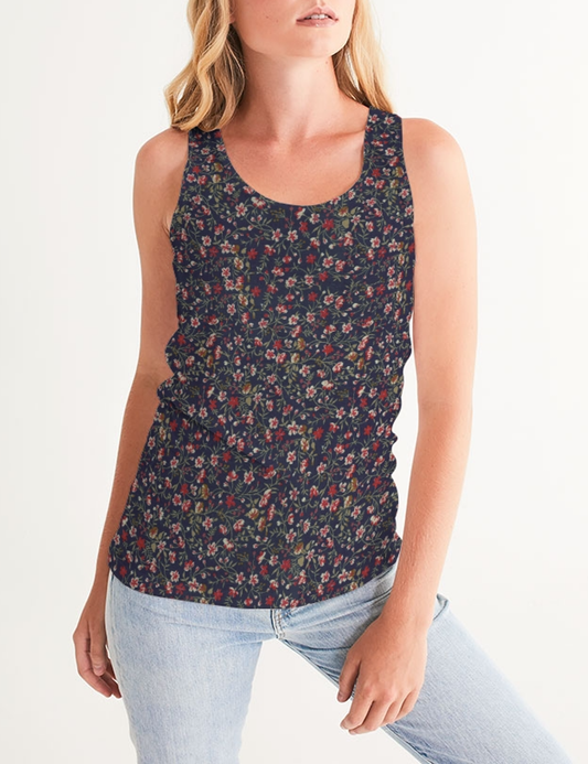 Floral Fabric Print | Women's Premium Fitted Tank Top OniTakai