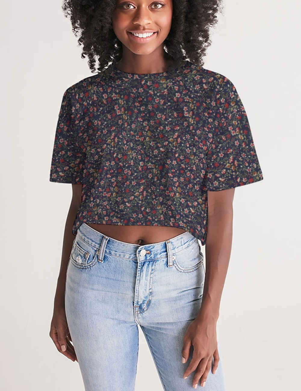 Floral Fabric | Women's Oversized Crop Top T-Shirt OniTakai