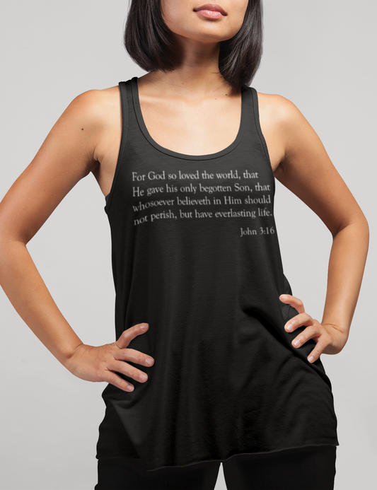 For God So Loved The World (John 3:16) | Women's Cut Racerback Tank Top OniTakai