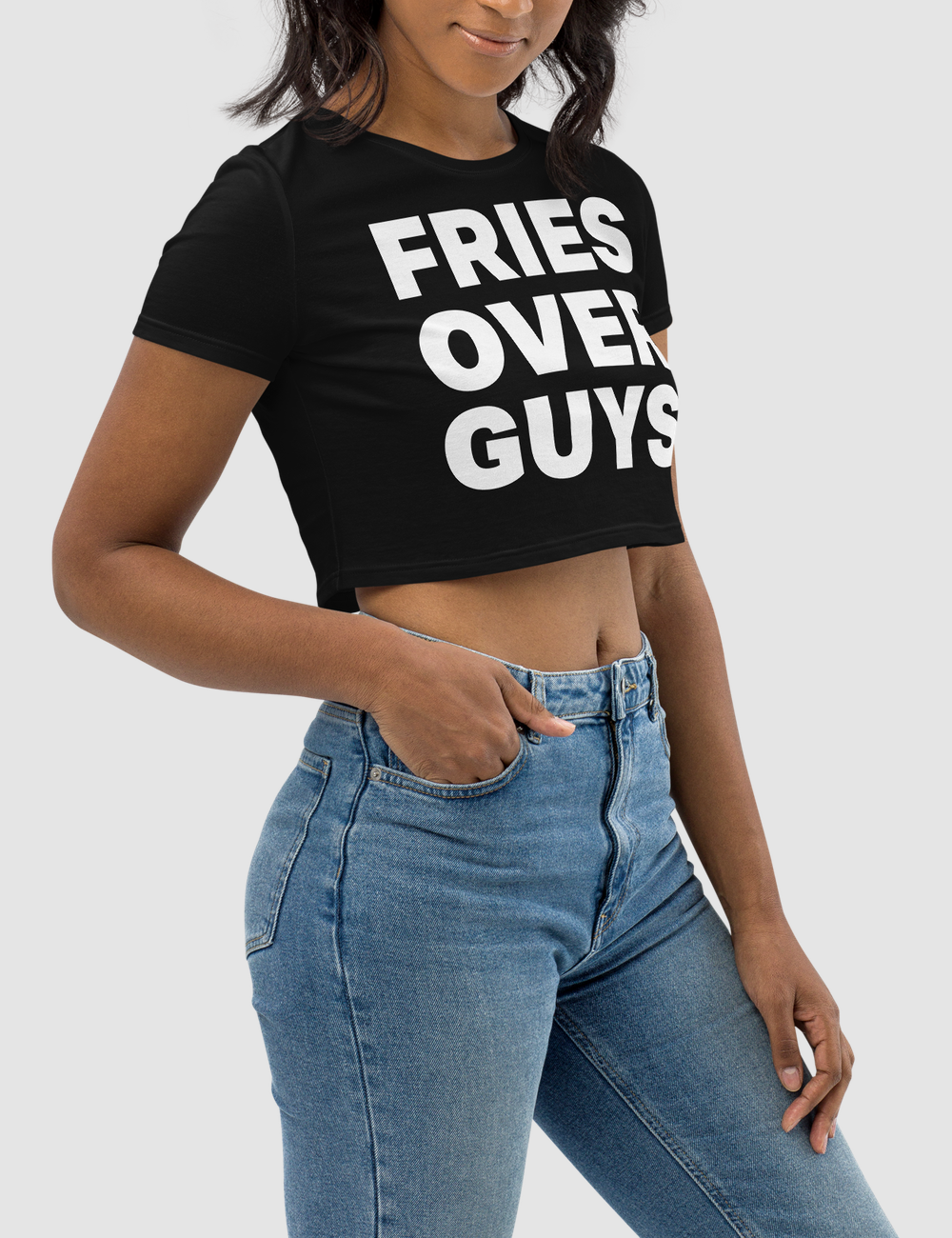 Fries Over Guys Women's Fitted Crop Top T-Shirt OniTakai