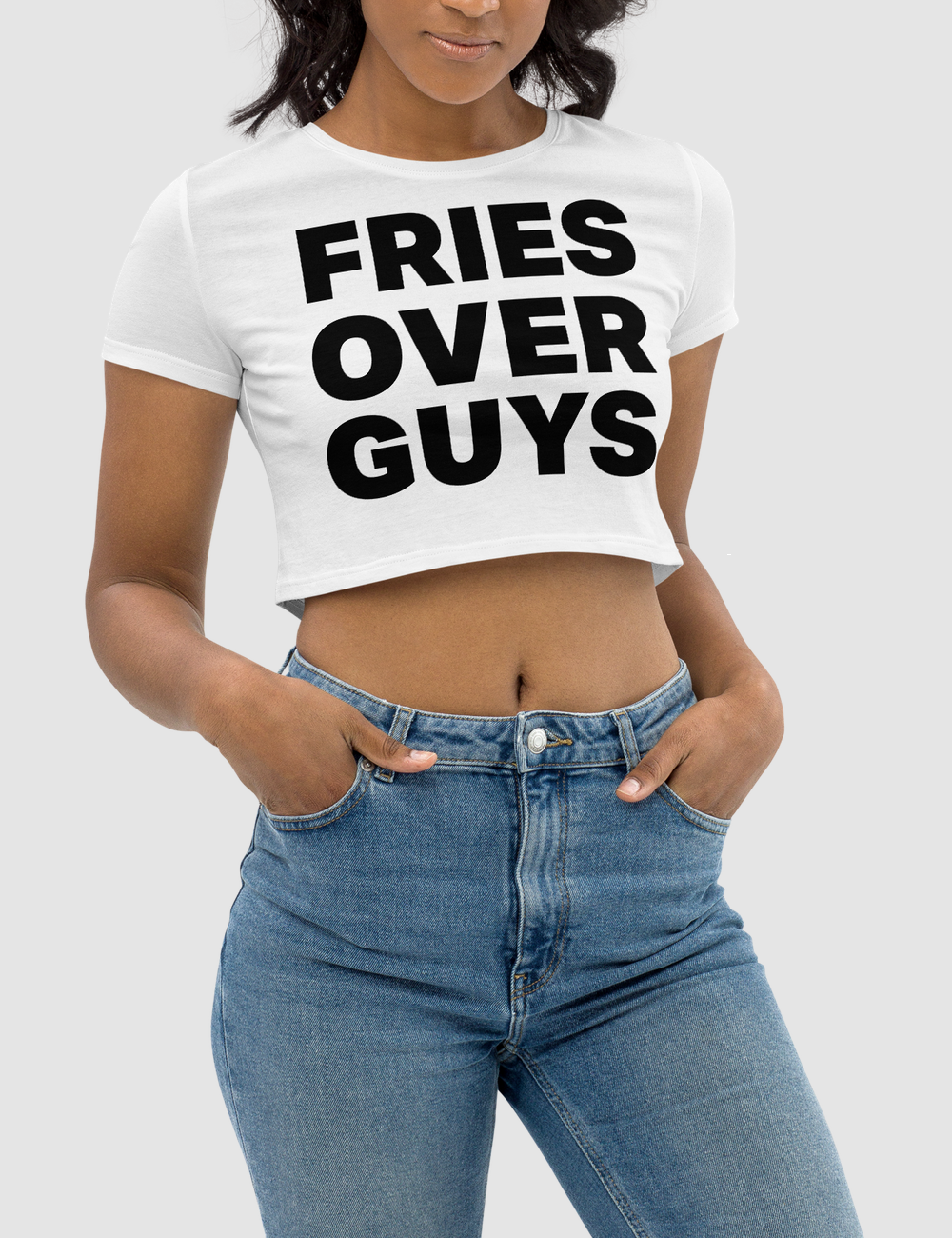 Fries Over Guys Women's Fitted Crop Top T-Shirt OniTakai