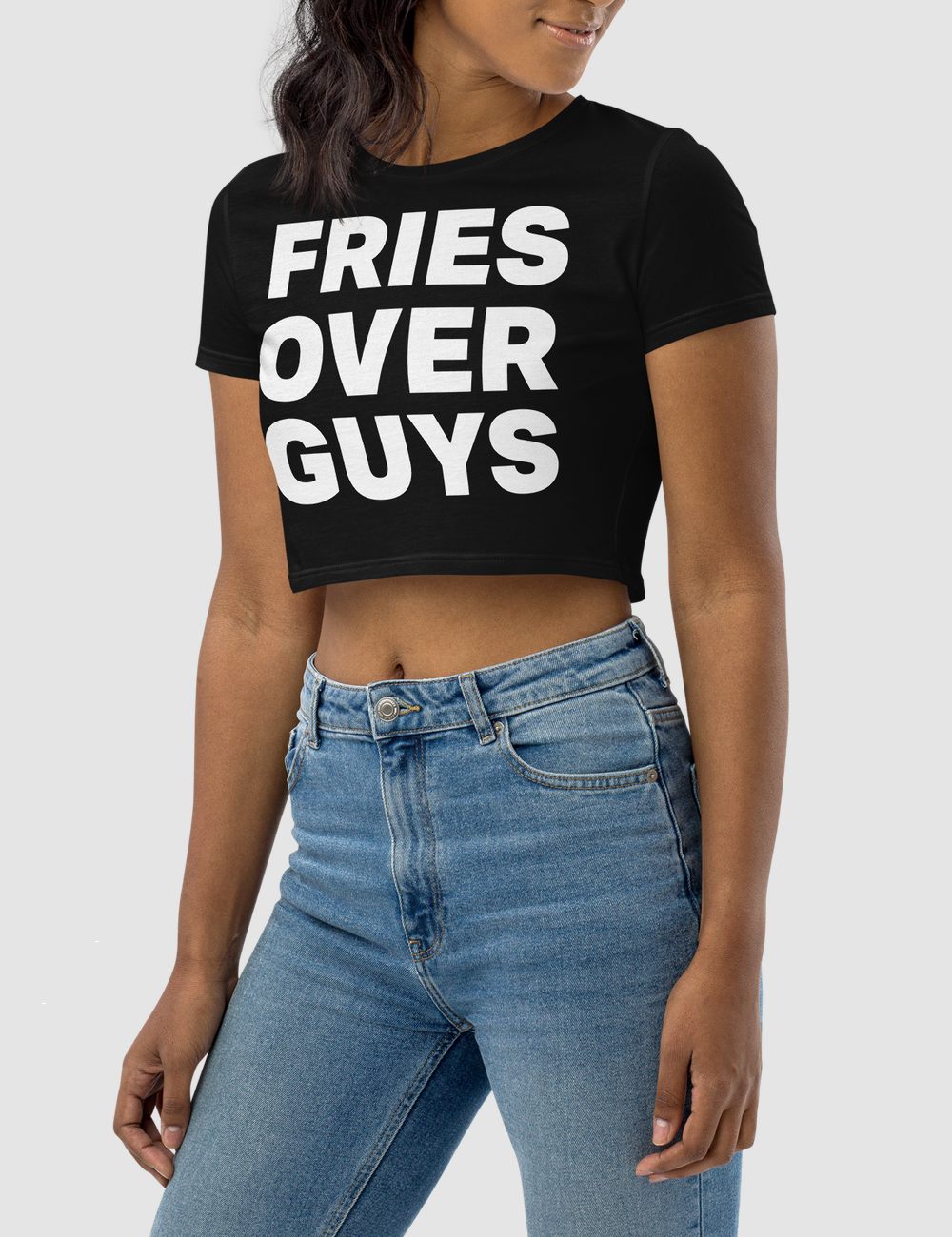 Fries Over Guys Women's Fitted Crop Top T-Shirt OniTakai