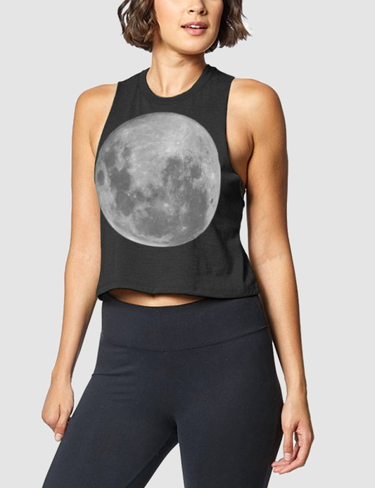 Full Moon | Women's Sleeveless Racerback Cropped Tank Top OniTakai