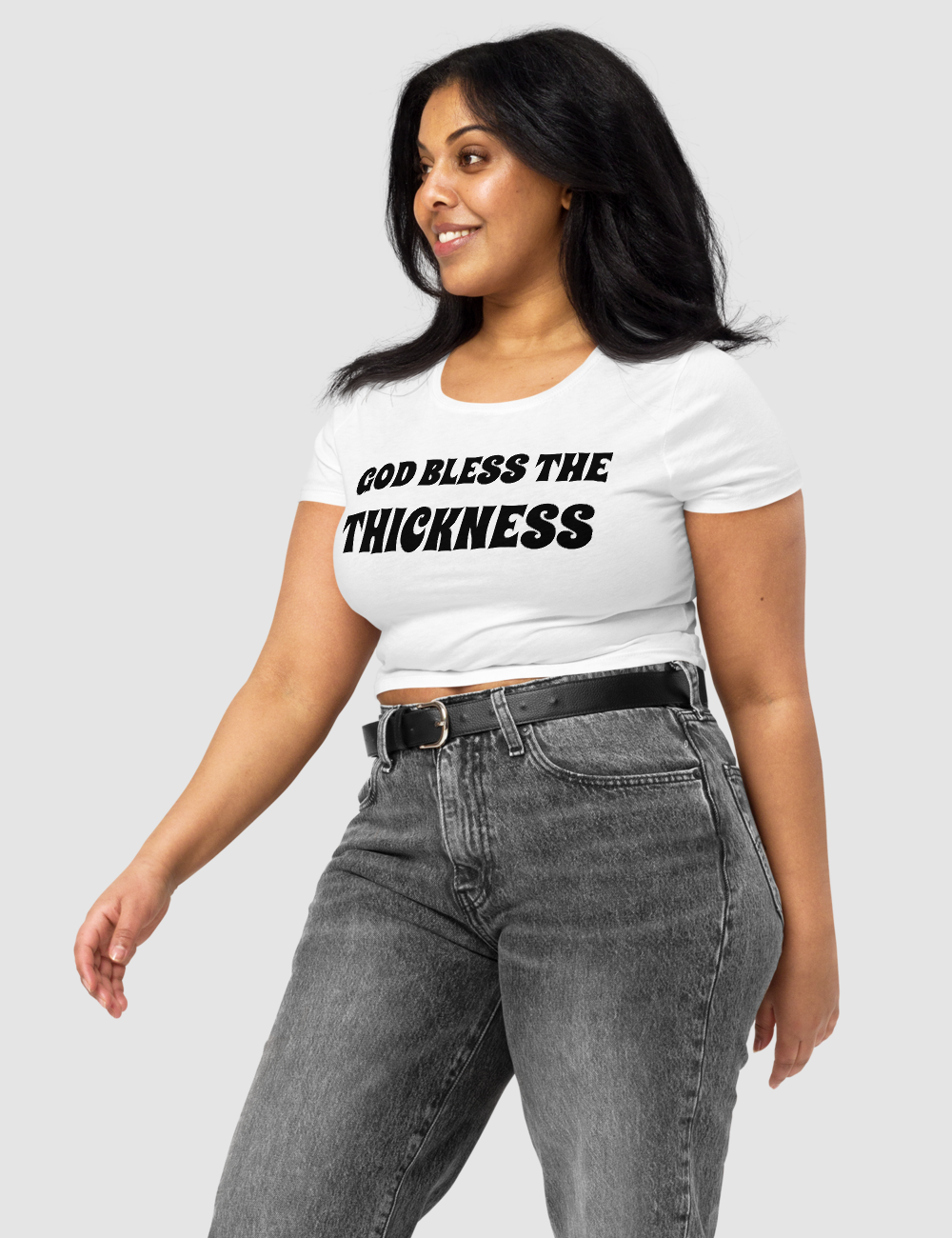 God Bless The Thickness Women's Fitted Crop Top T-Shirt OniTakai