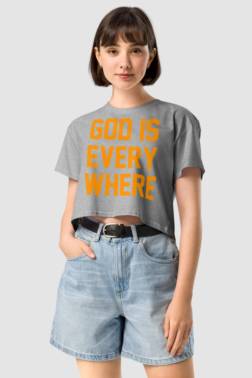 God Is Everywhere Women's Relaxed Crop Top T-Shirt OniTakai