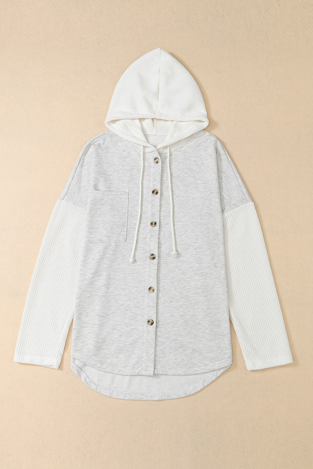 Gray Contrast Knitted Sleeves Plus Size Hoodie OniTakai