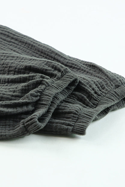Gray Crinkled Texture Tee and Jogger Pants Set OniTakai