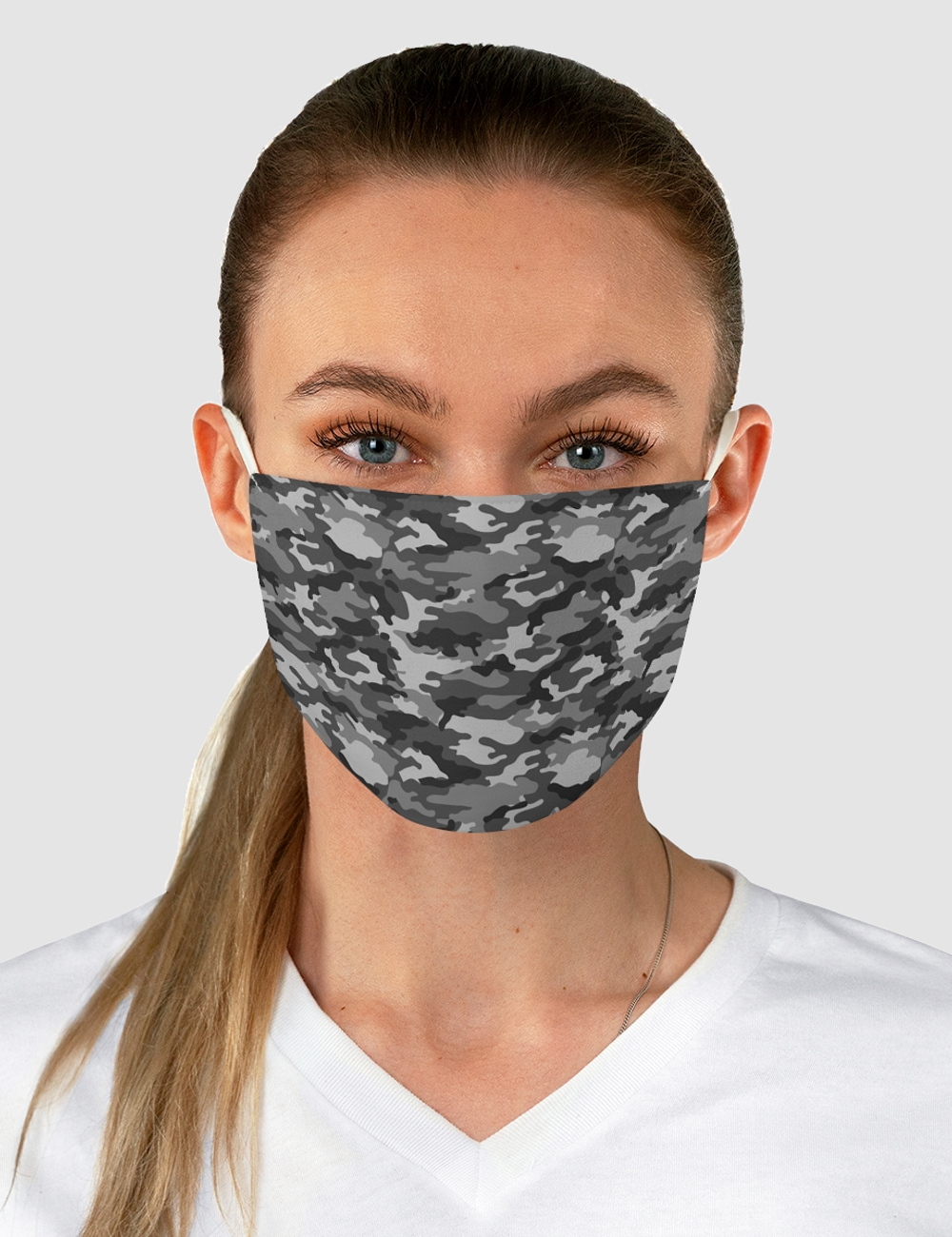 Gray Jungle Military Camouflage Print | Two-Layer Polyester Fabric Face Mask OniTakai