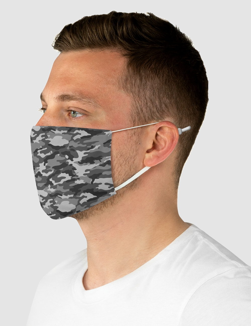 Gray Jungle Military Camouflage Print | Two-Layer Polyester Fabric Face Mask OniTakai