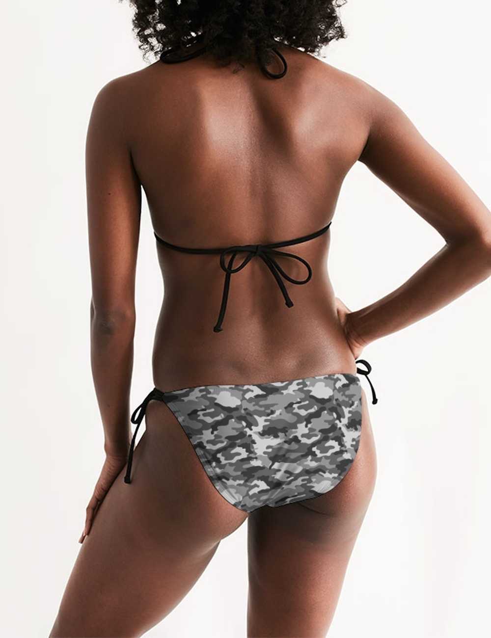 Gray Jungle Military Camouflage Print | Women's Triangle String Bikini OniTakai